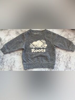 Roots Baby Heather Gray Sweatshirt with White Logo
